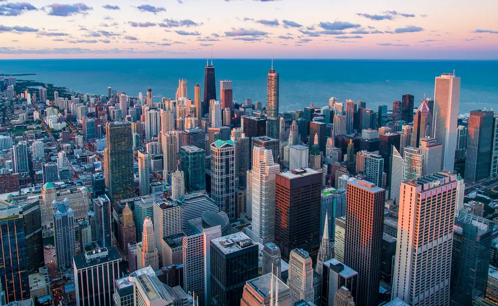 Chicago city skyline buildings during daytime, representing an urban college setting